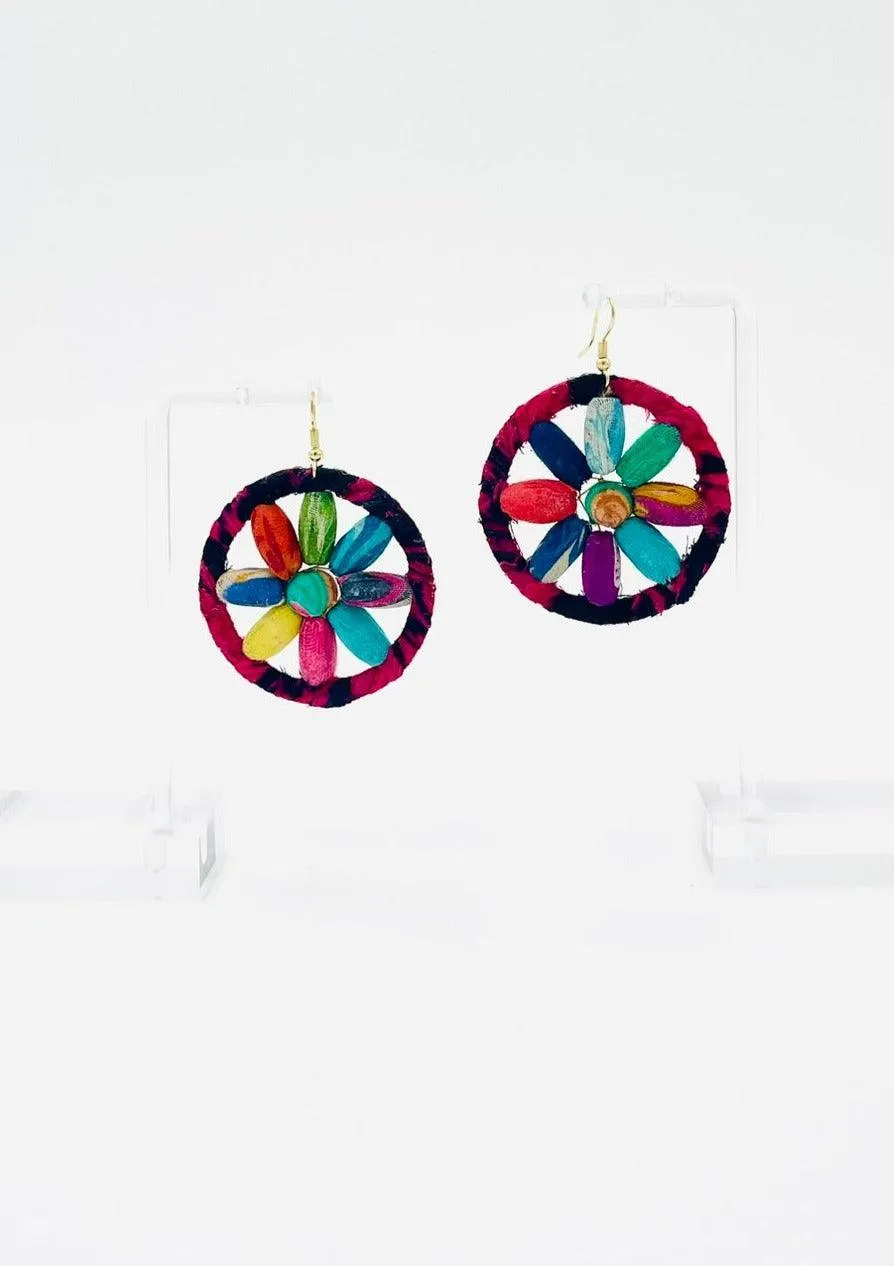 Fair Trade, Hoops/Earrings with Upcycled Cotton Fabric