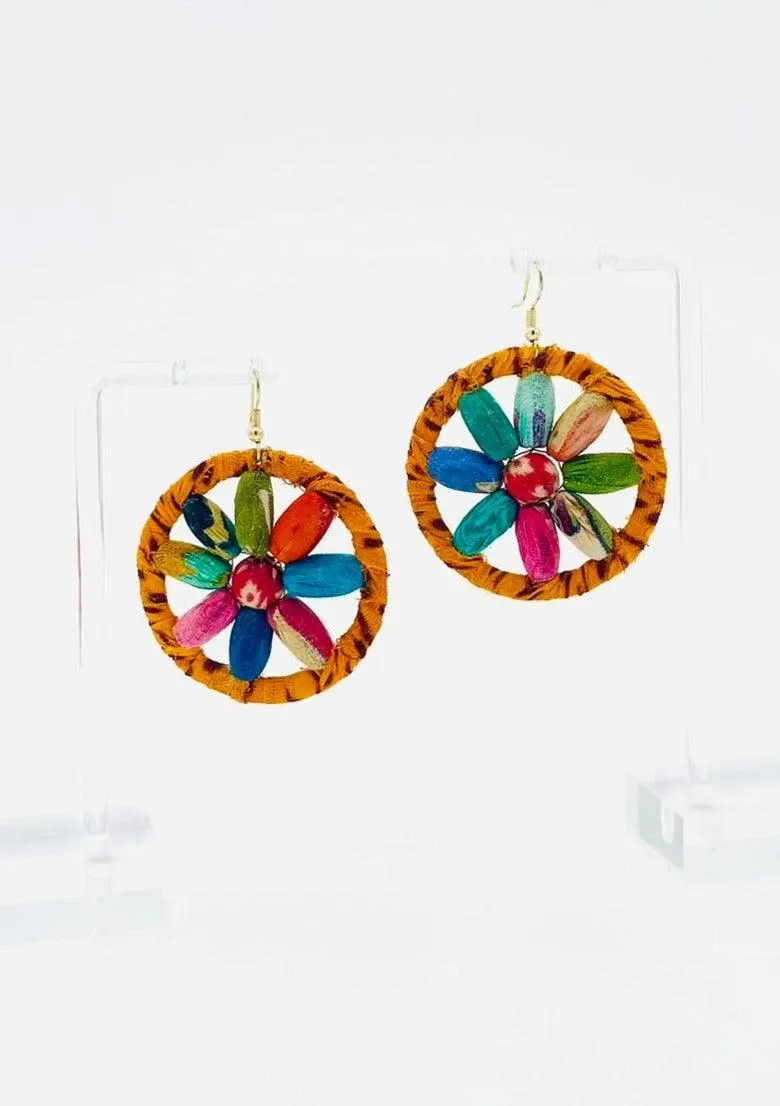 Fair Trade, Hoops/Earrings with Upcycled Cotton Fabric