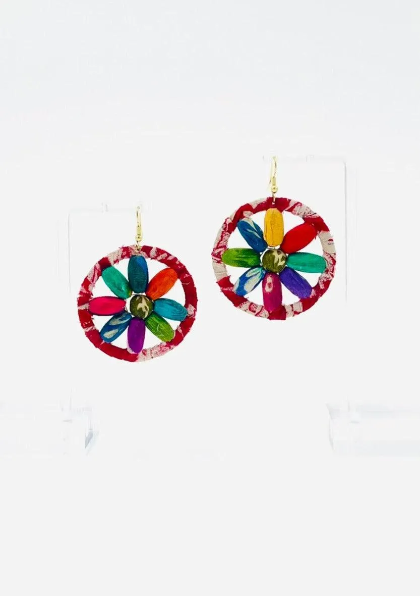 Fair Trade, Hoops/Earrings with Upcycled Cotton Fabric