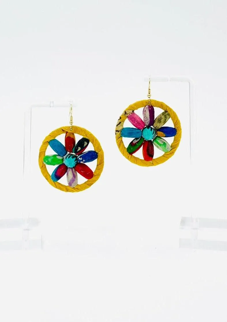 Fair Trade, Hoops/Earrings with Upcycled Cotton Fabric