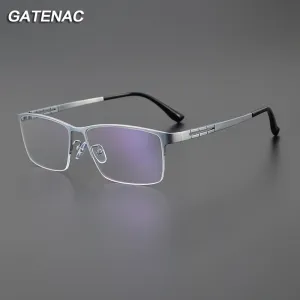 Gatenac Men's Semi Rim Big Square Titanium Eyeglasses Gxyj1082