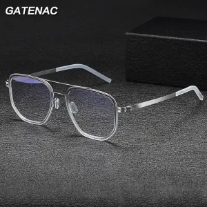 Gatenac Unisex Full Rim Square Acetate Eyeglasses Gxyj-1185