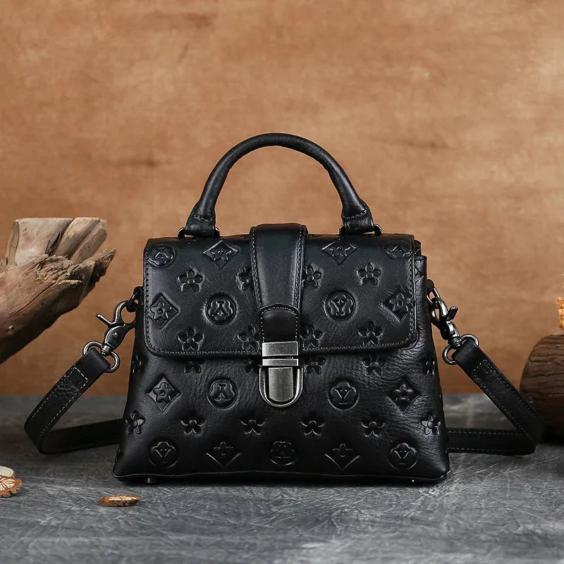 Genuine Leather Designer Inspired Embossed Handbag