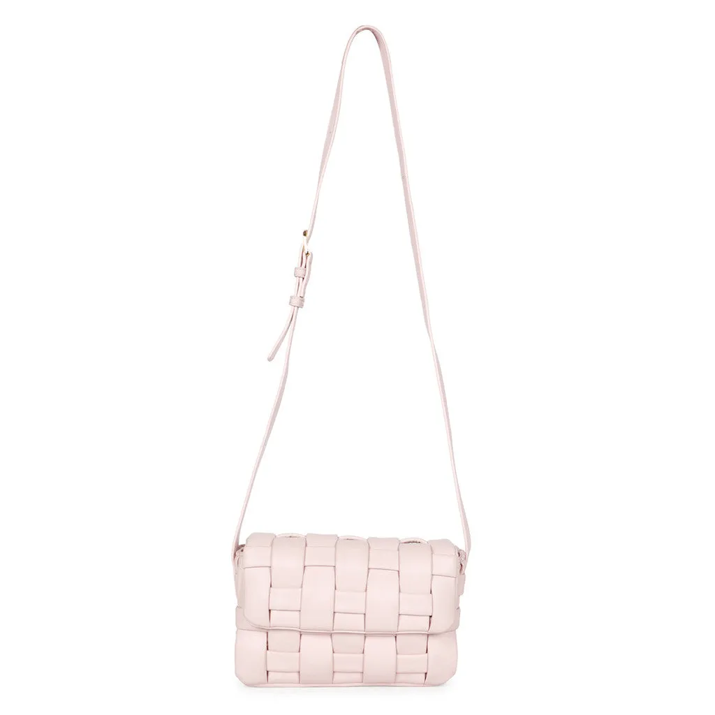 Giada Pink Blush Woven Leather Cross Body Sling Bags