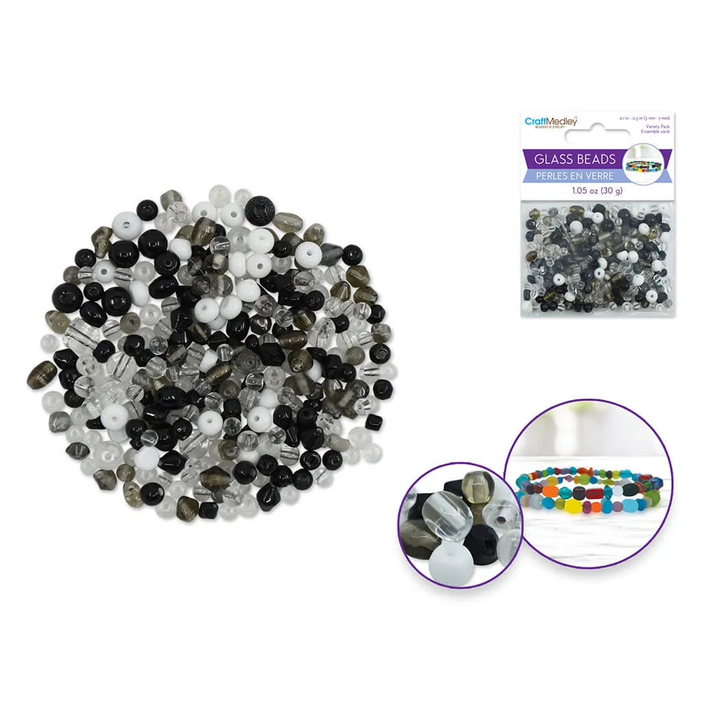 Glass Beads 3mm-7mm Mix-Pack 30gms, Classic