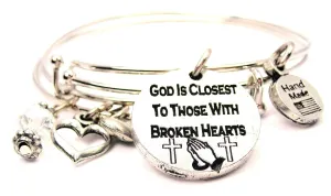 God Is Closest To Those With Broken Hearts Expandable Bangle Bracelet Set