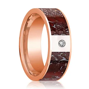 GRUEV | 14k Rose Gold Red Dinosaur Bone Inlay