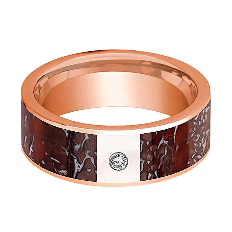 GRUEV | 14k Rose Gold Red Dinosaur Bone Inlay