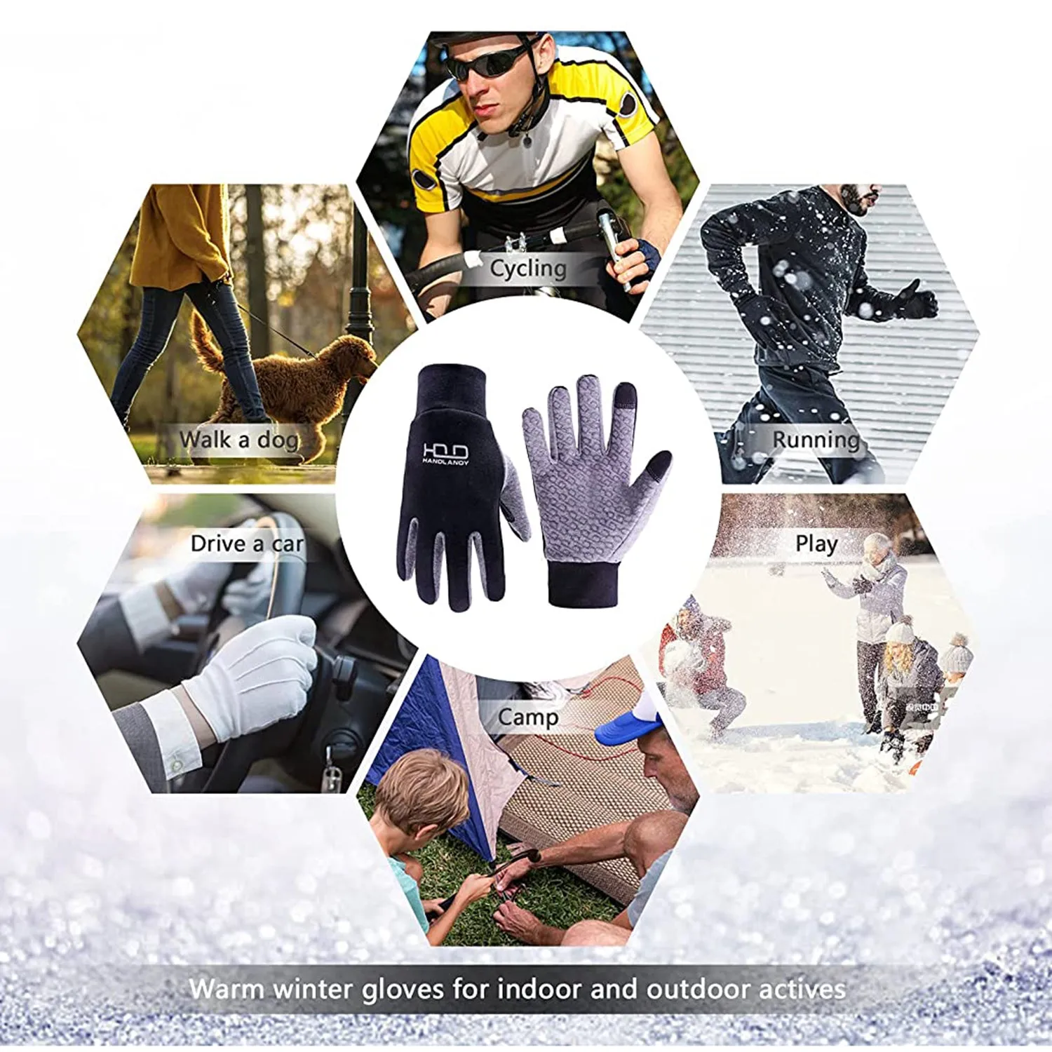 Handlandy Warm Winter Gloves Lightweight Touch Screen 234G