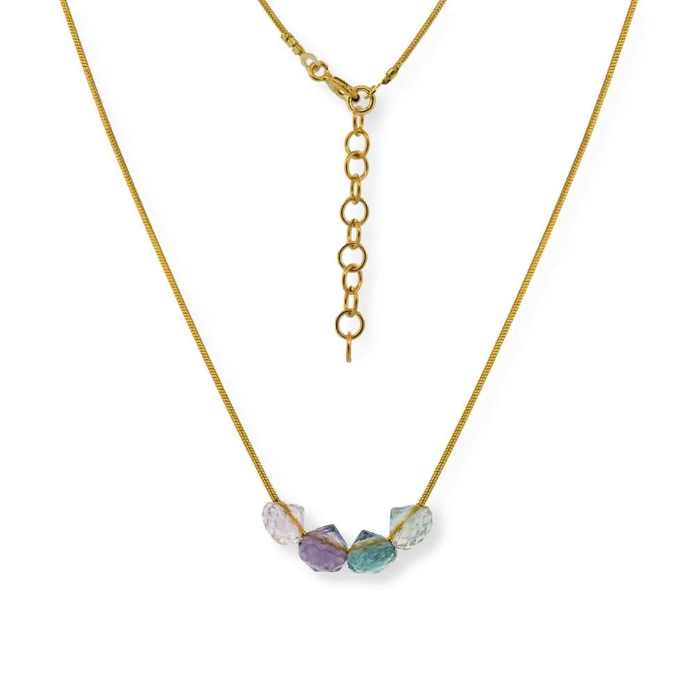 Handmade Short Gold Plated Silver Chain Necklace With Tourmalines