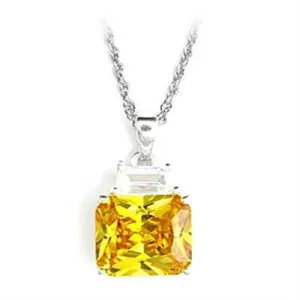 High-Polished 925 Sterling Silver Pendant with AAA Grade CZ in Topaz for Women Topaz Stone Color Style 6X310