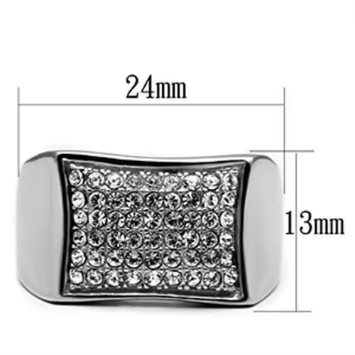 High polished (no plating) Stainless Steel Ring with Top Grade Crystal in Clear for Women Style TK357