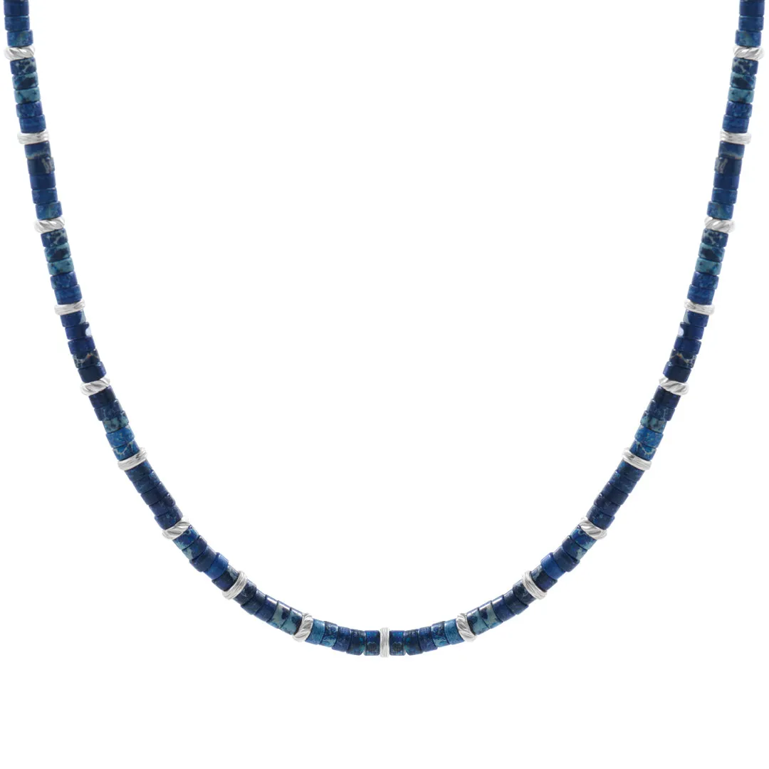 Jasper Heishi Beaded Necklace - Solid Silver