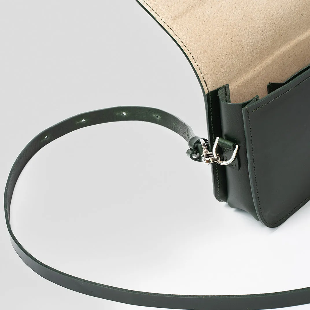 Leather Shoulder Bag - Curie (Forest Green)