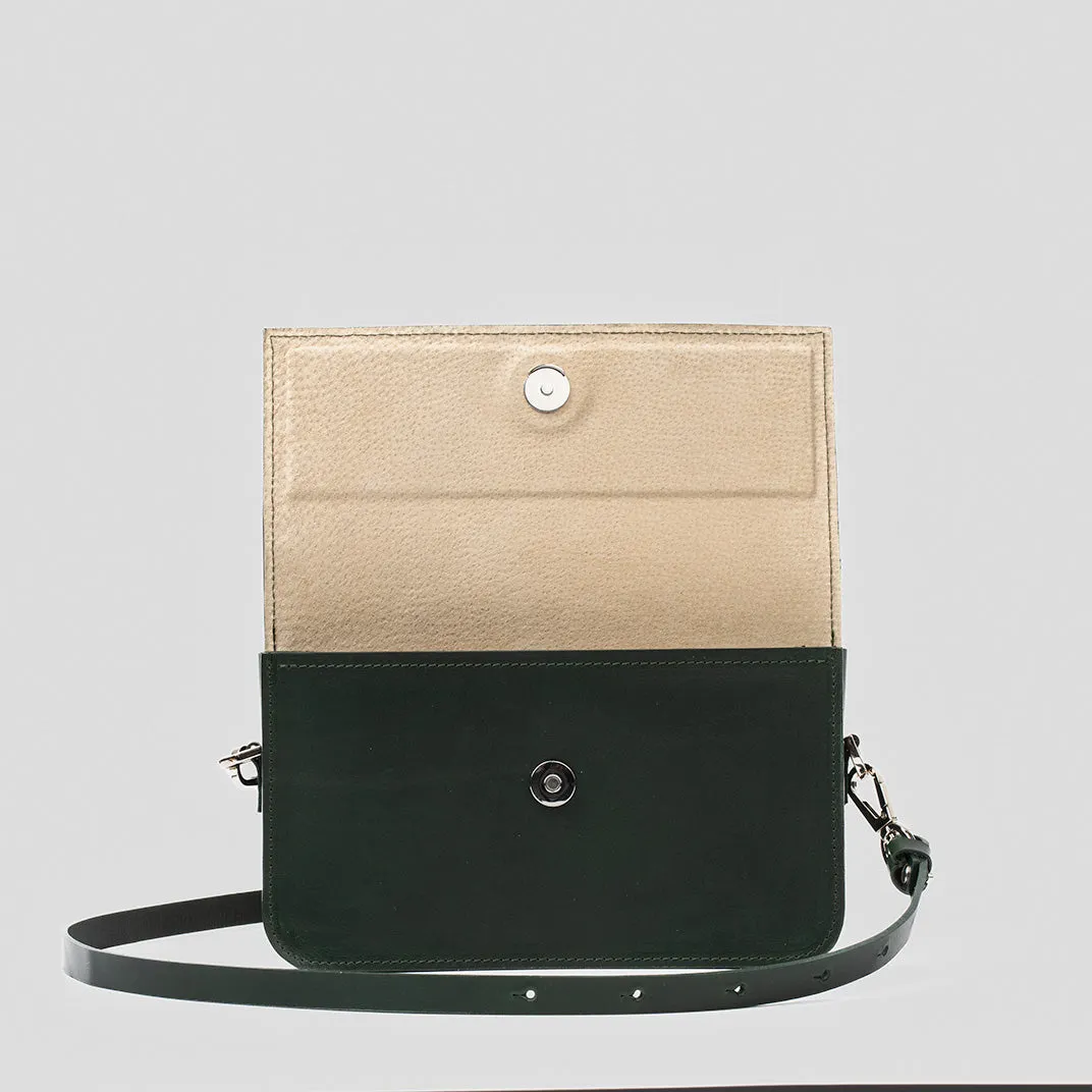 Leather Shoulder Bag - Curie (Forest Green)