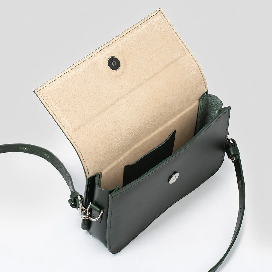 Leather Shoulder Bag - Curie (Forest Green)