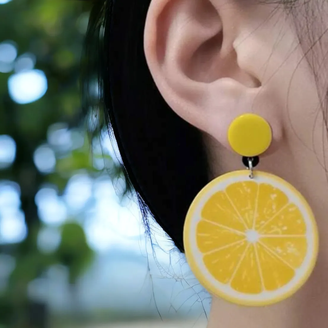 Lemon Earrings - Fruit Earrings, Handmade Jewelry, Lemon Jewelry, Food Earrings, Lemonade