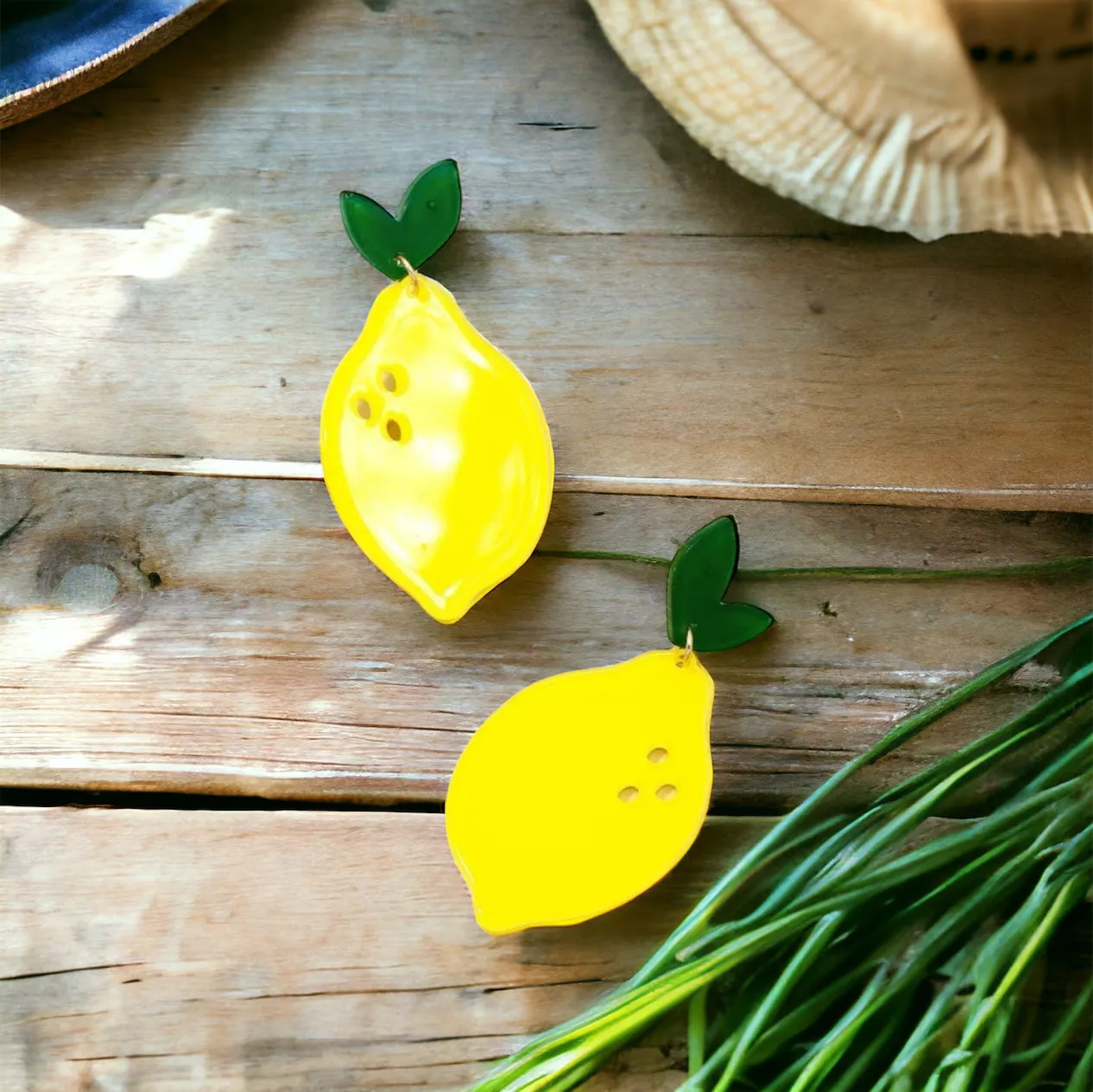 Lemon Earrings - Fruit Earrings, Handmade Jewelry, Lemon Jewelry, Food Earrings, Lemonade