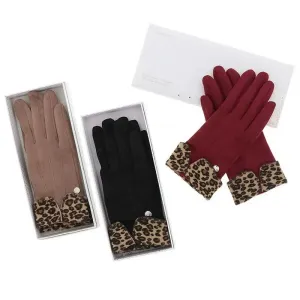 Leopard Print Cuff Boxed Gloves - 1 Pair Sent