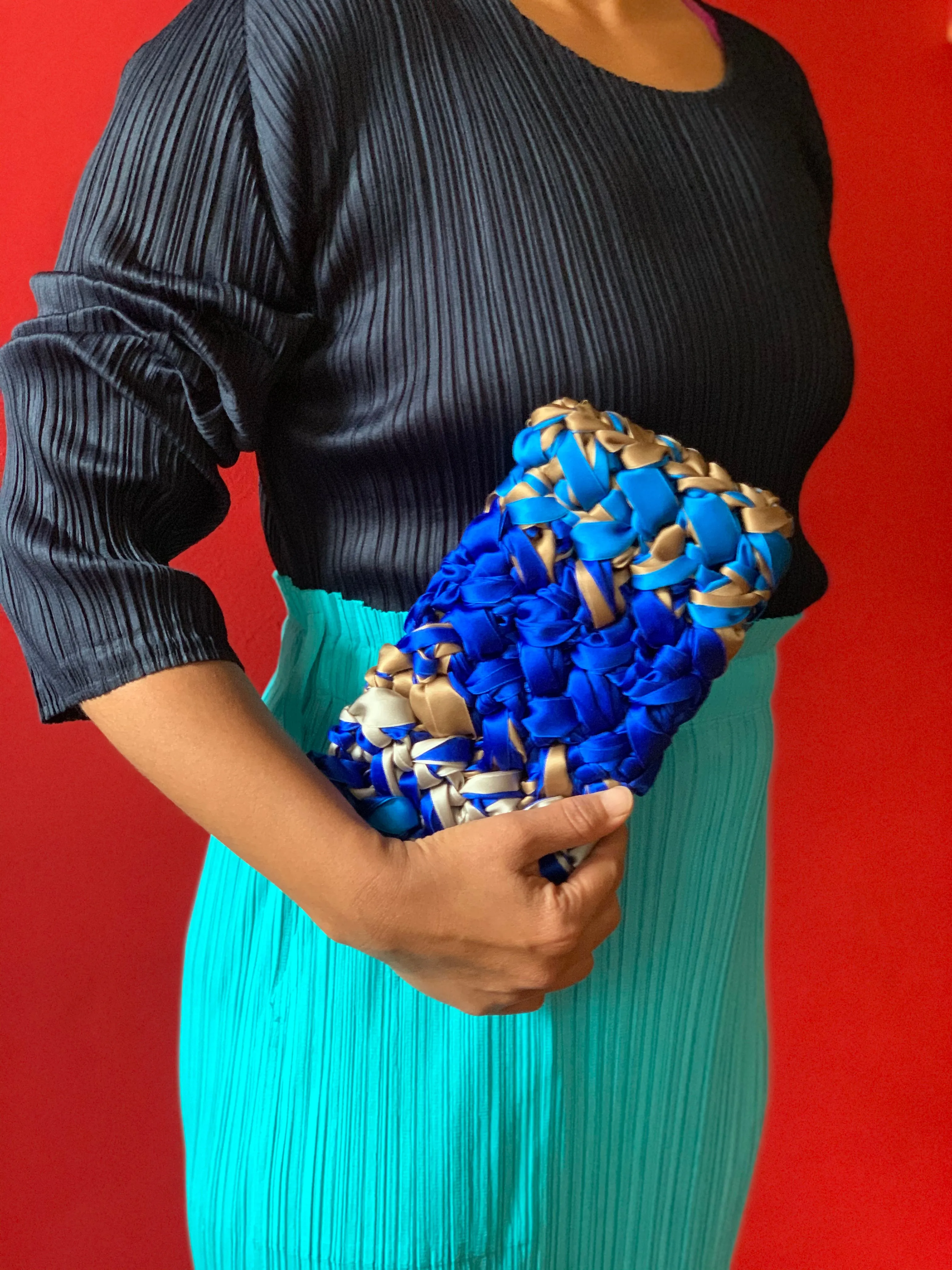 Lorenza Gandaglia Ribbon Clutch Blue