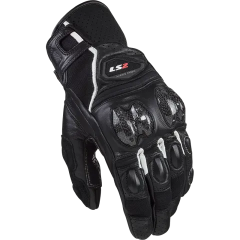 Ls2 Spark 2 Leather Man Gloves Black White