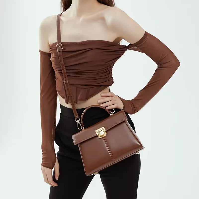 LuxeLeather Chic Closure Shoulder Bag