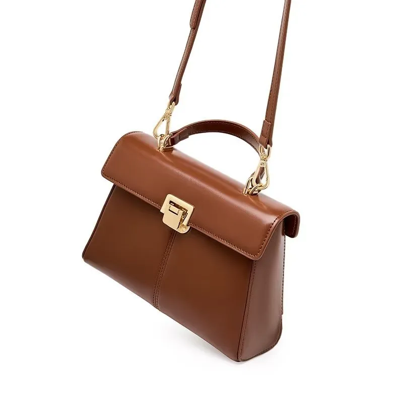 LuxeLeather Chic Closure Shoulder Bag