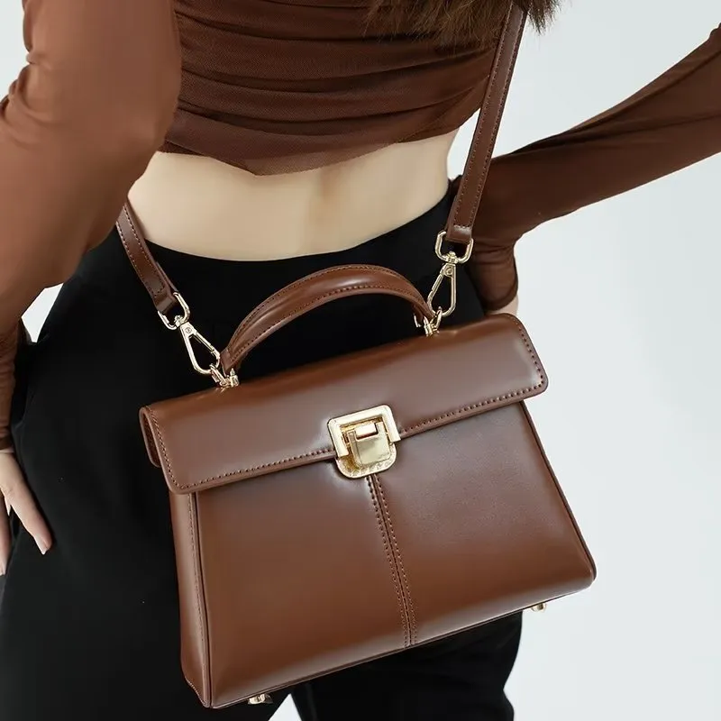 LuxeLeather Chic Closure Shoulder Bag