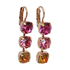 Mariana "Bougainvillea" Rose Gold Plated Three Stone Crystal Earrings, 1440/1 4001rg