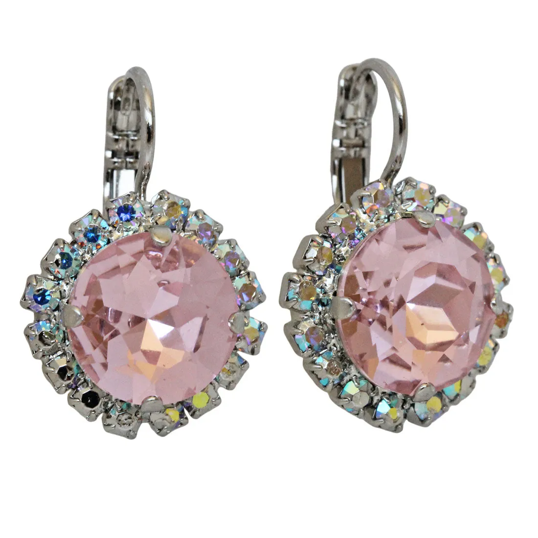 Mariana "Pretty in Pink" Rhodium Plated Faceted Crystal Statement Earrings, 1137/1R 1AB223ro