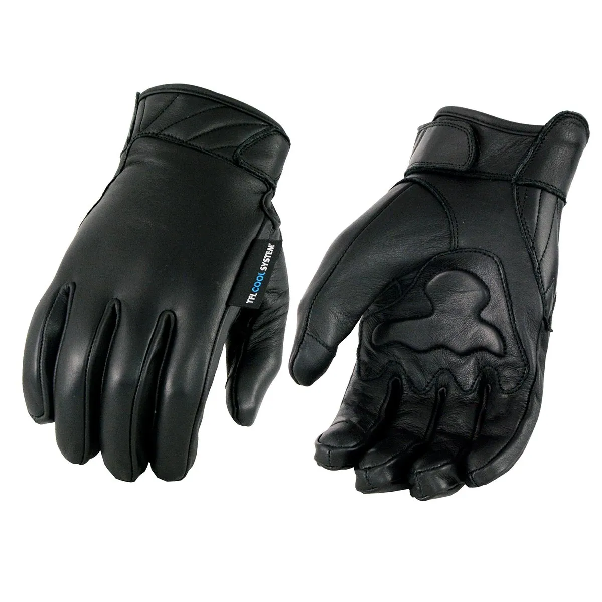 Milwaukee Leather MG7502 Men's Black Leather ‘Cool-Tec’ with i-Touch Screen Compatible Gel Palm Motorcycle Hand Gloves