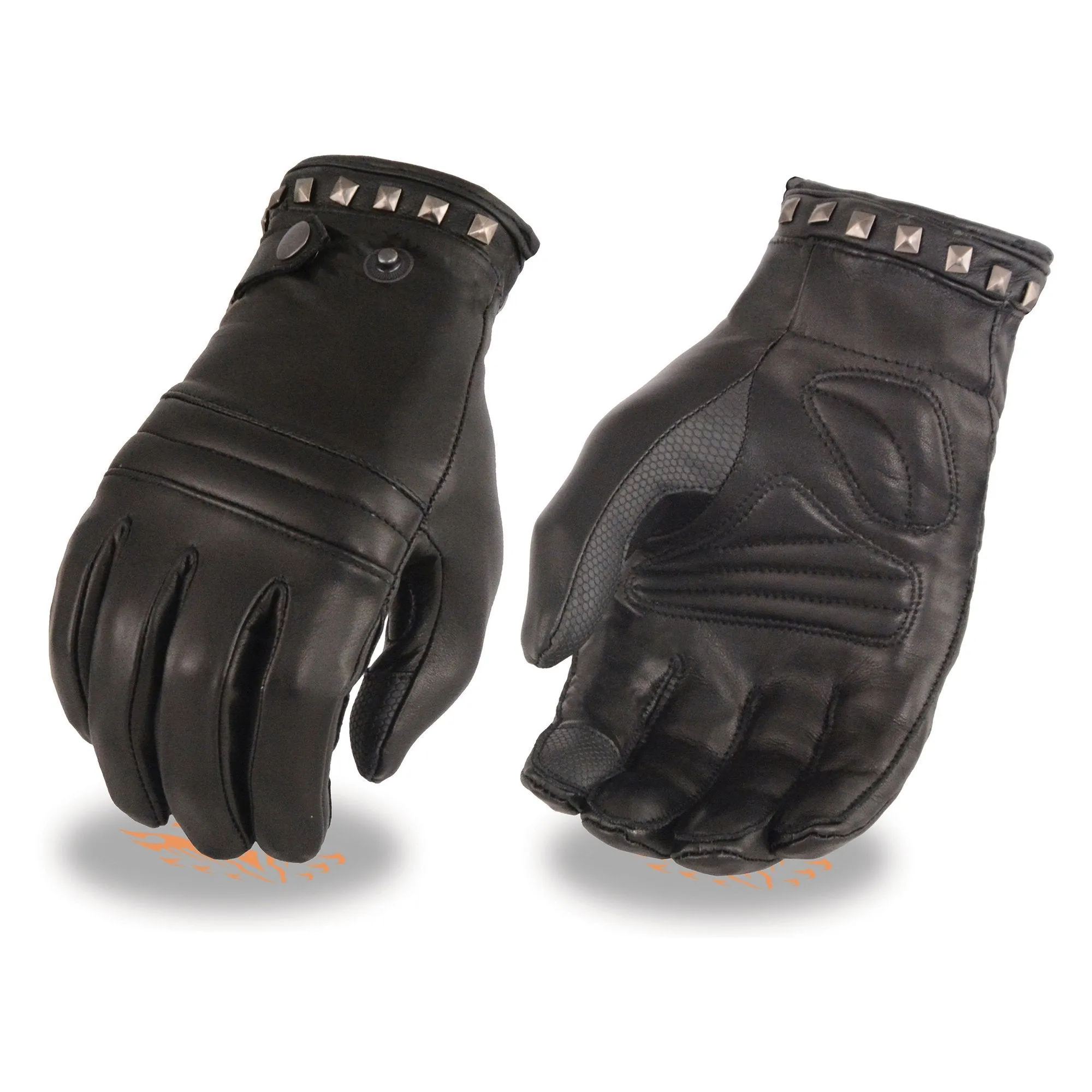 Milwaukee Leather MG7755 Women's Black Leather ’I - Touchscreen Compatible’ Thermal Lined Motorcycle Gloves W/ Gel Palm