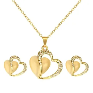 Natural Yellow Opal Love Heart Necklace Earring Jewelry Set