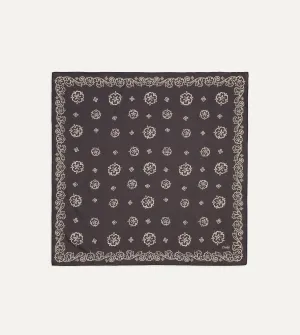 Navy Flower Print Silk-Cotton Bandana