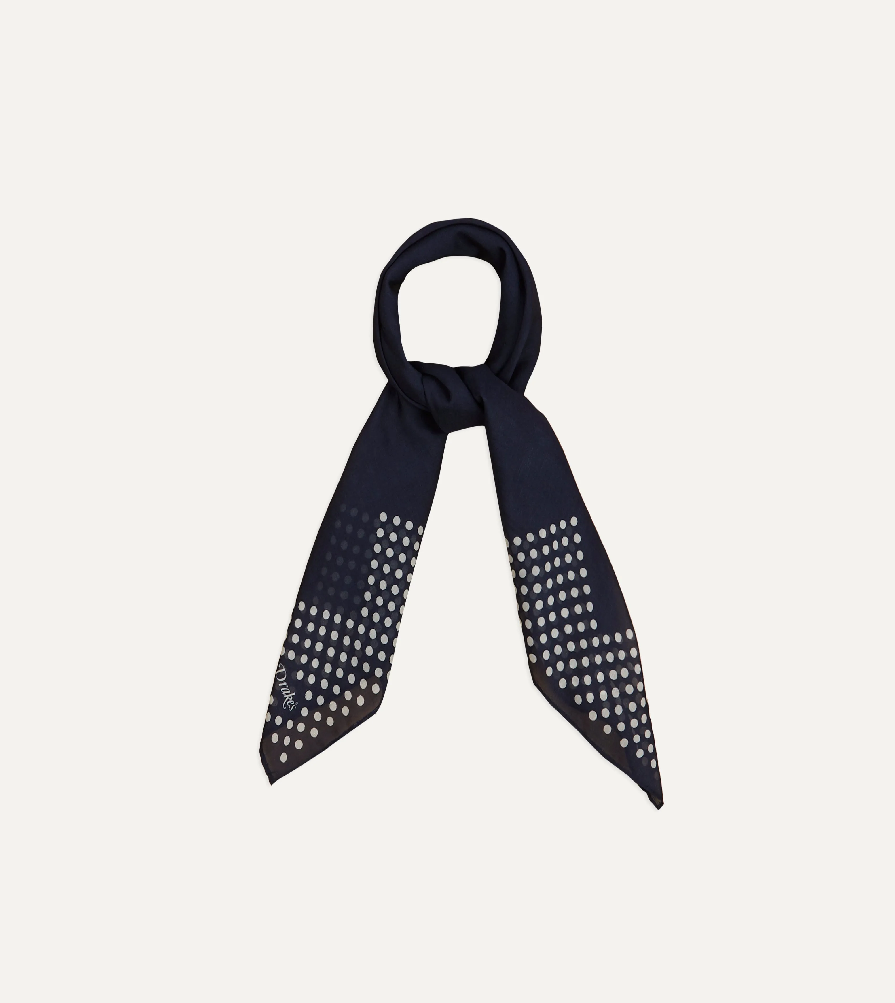 Navy Spots Border Print Silk-Cotton Bandana