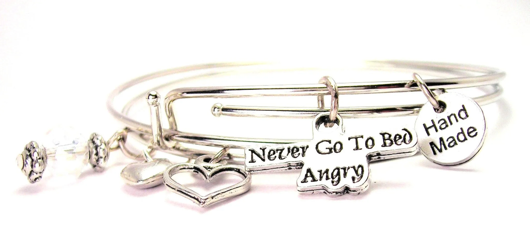 Never Go To Bed Angry Expandable Bangle Bracelet Set