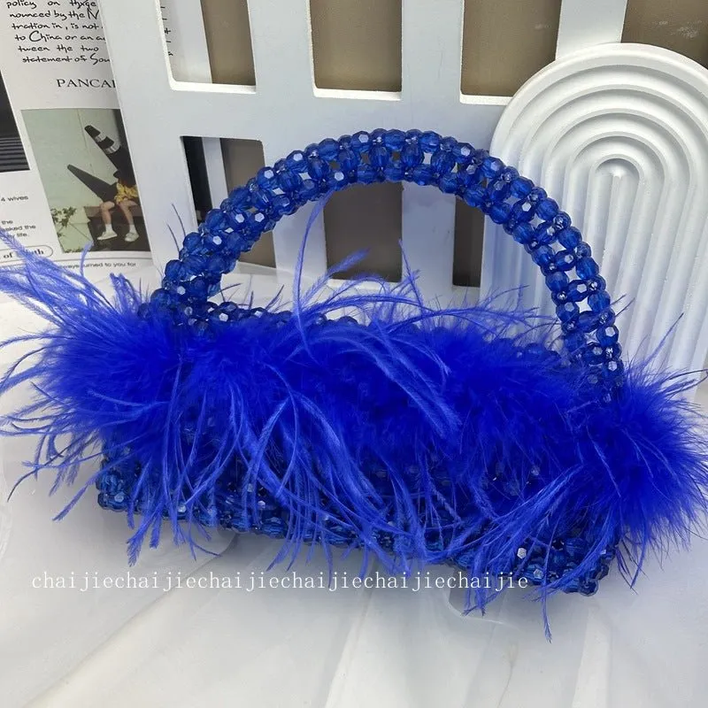 Pre Order:  Feathered Beaded Handbag