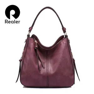 REALER shoulder bag women designer handbag high quality female Hobo bag tote soft artificial leather Large crossbody bags ladies