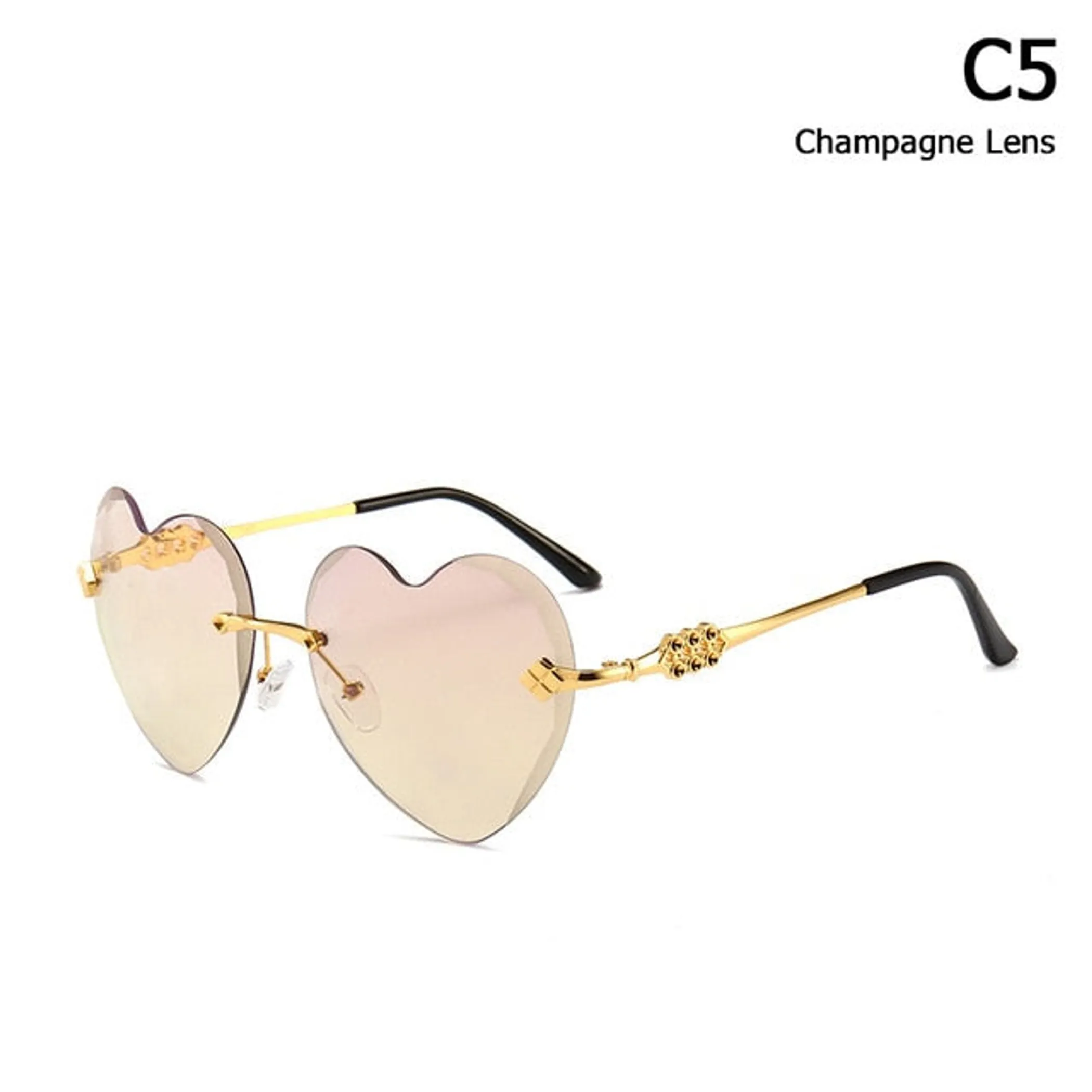 Rimless Style Heart Shape Sunglasses