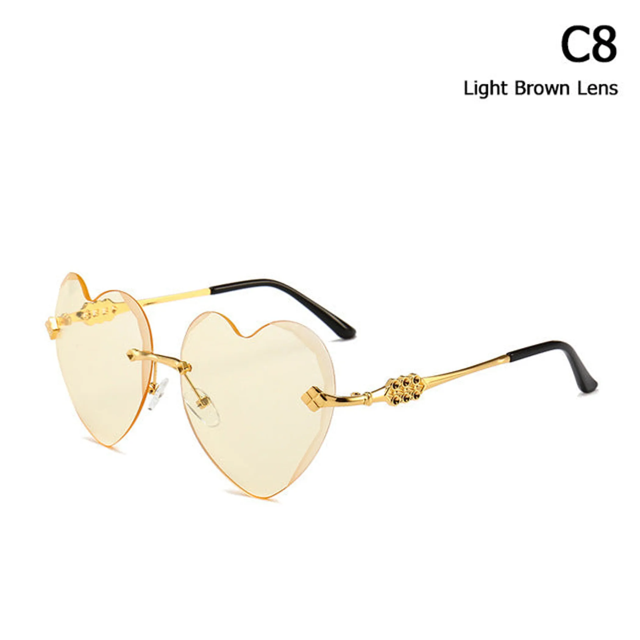 Rimless Style Heart Shape Sunglasses