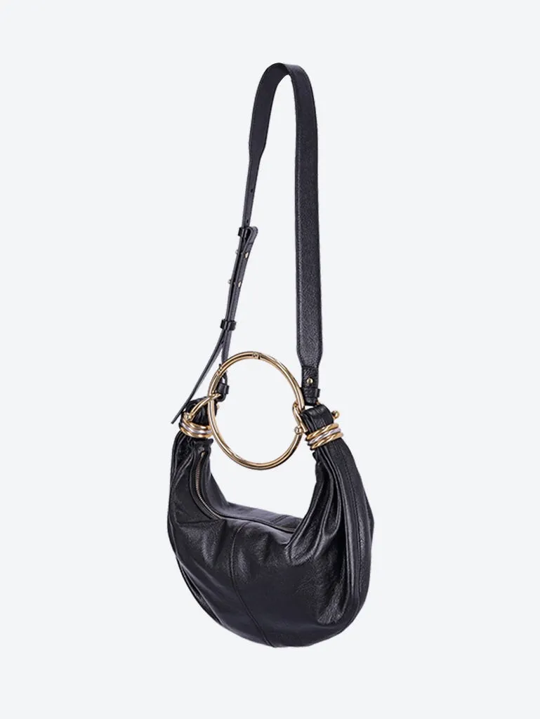 Shiny grained calfskin bracelet bag