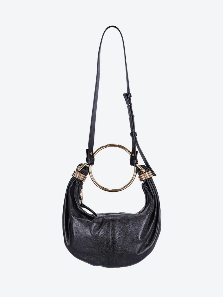 Shiny grained calfskin bracelet bag