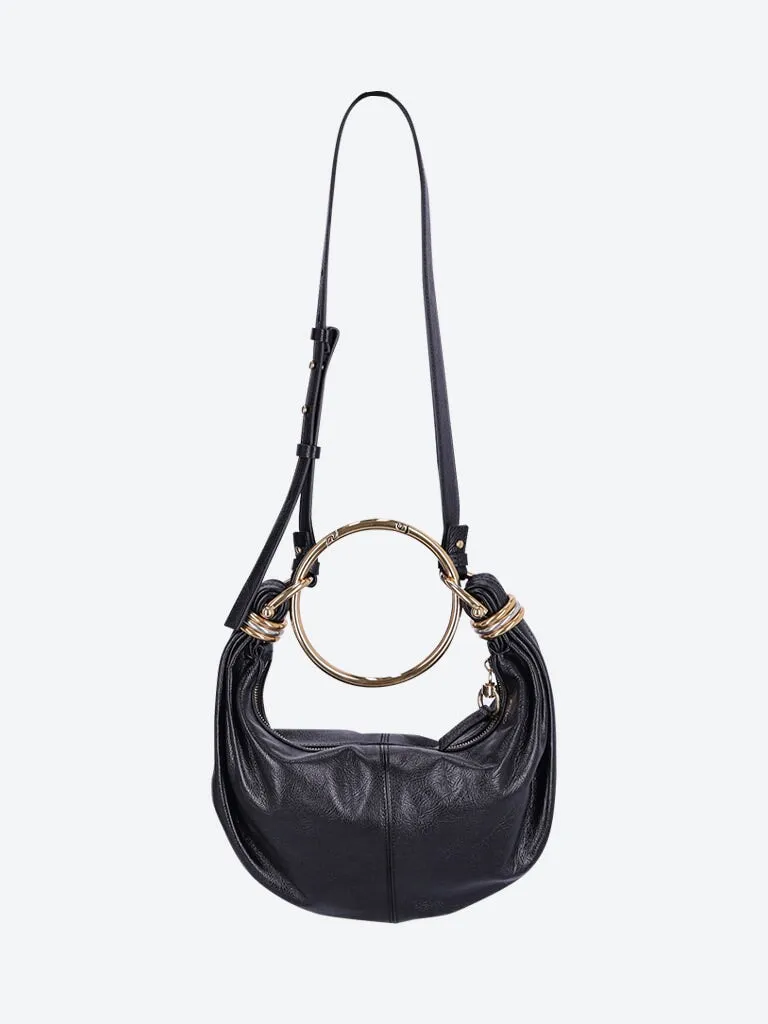 Shiny grained calfskin bracelet bag