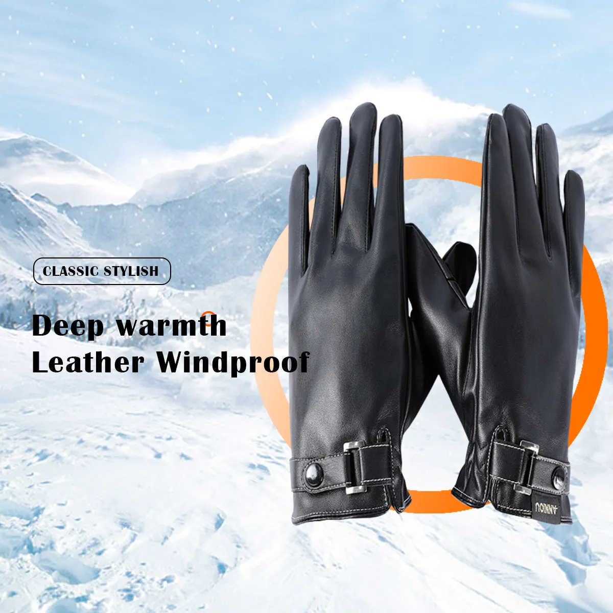 Sidiou Group Winter Touch Screen Gloves Waterproof PU Leather Warm Outdoor Sports Gloves For Motorcycle Climbing Skiing Men Women