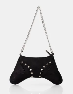 The Carmen Black Saddle Studded Chain Detail Shoulder Bag