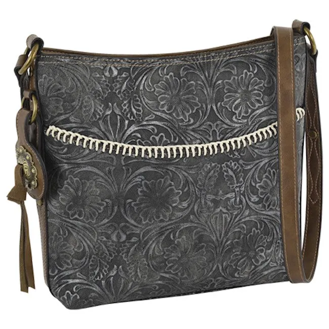 Trenditions Justin Women's Black Crossbody Soft Floral Bag