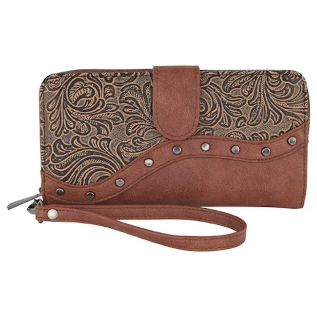 Trenditions Women's Catchfly Asymmetrical Tooled Yoke Wallet