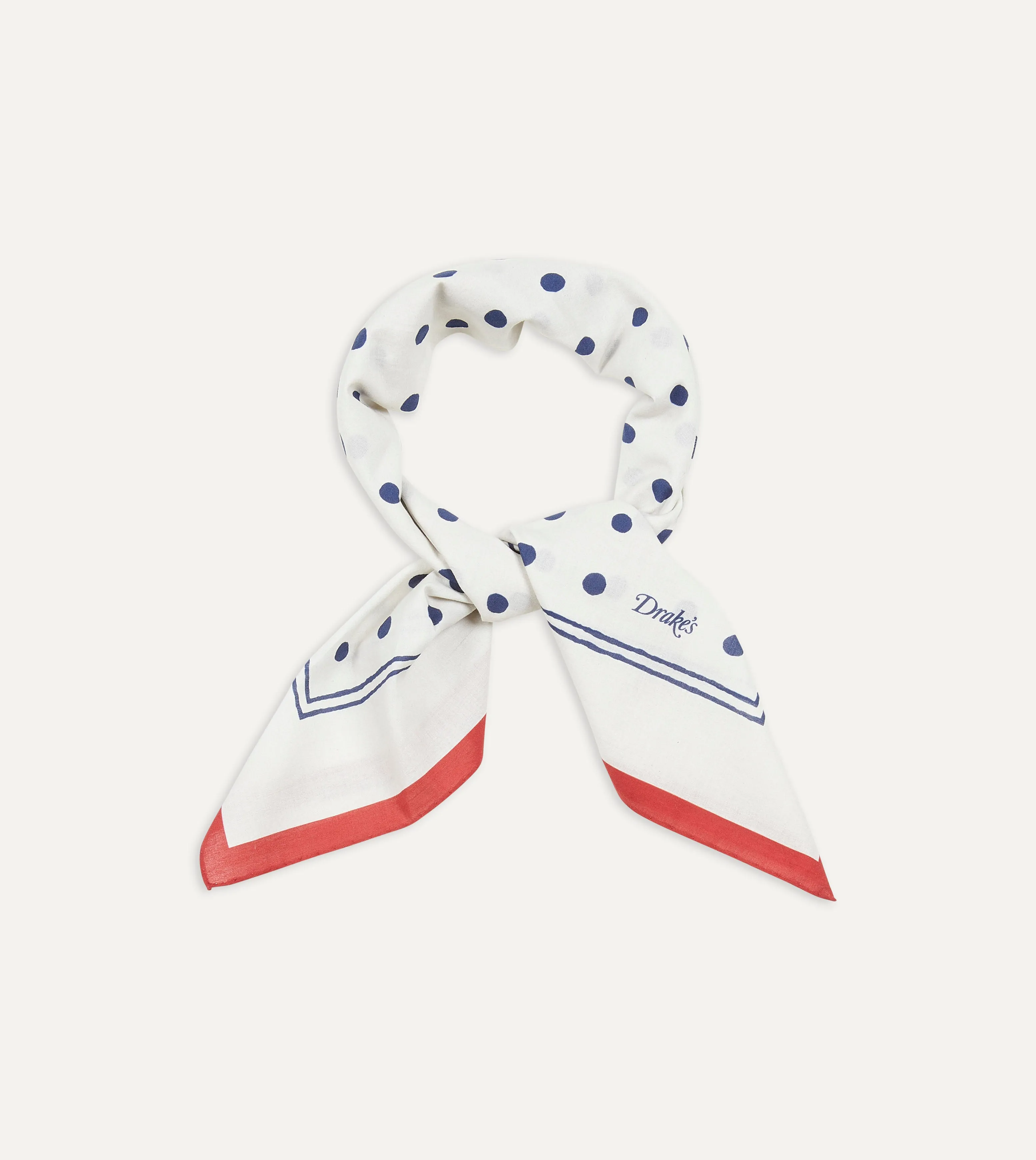 White and Navy Polka Dot Print Bandana