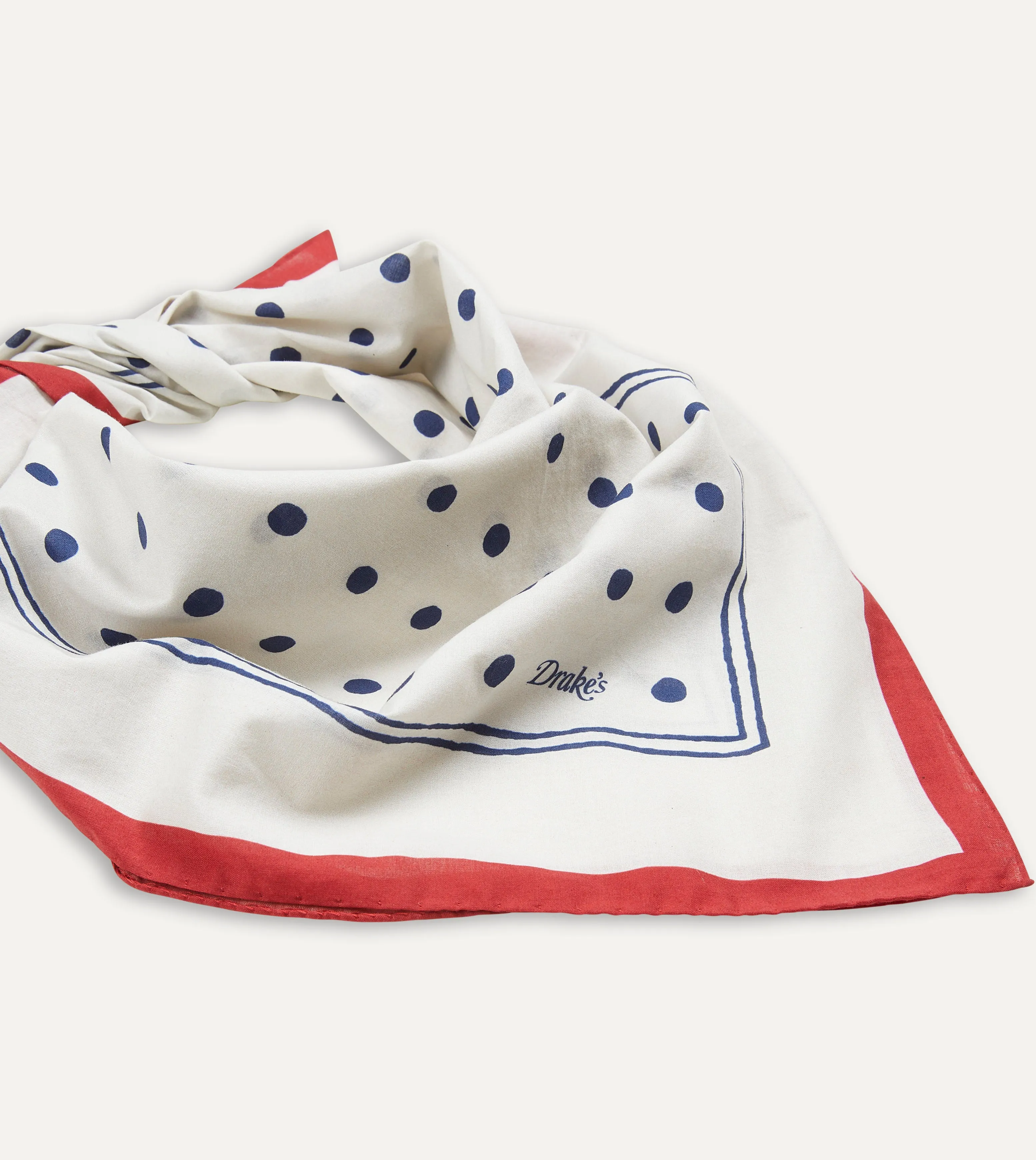 White and Navy Polka Dot Print Bandana