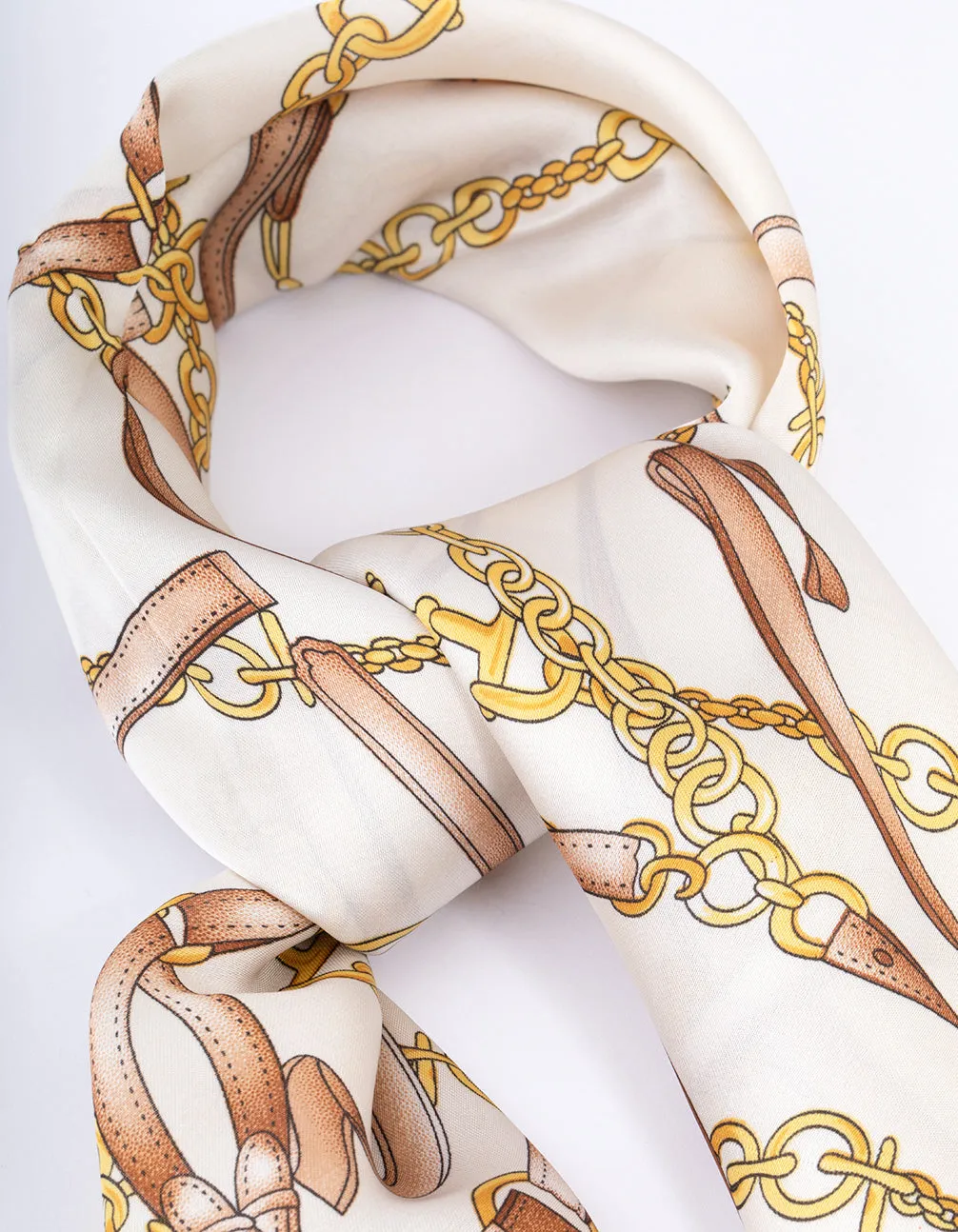 White Fabric Chain Link Scarf